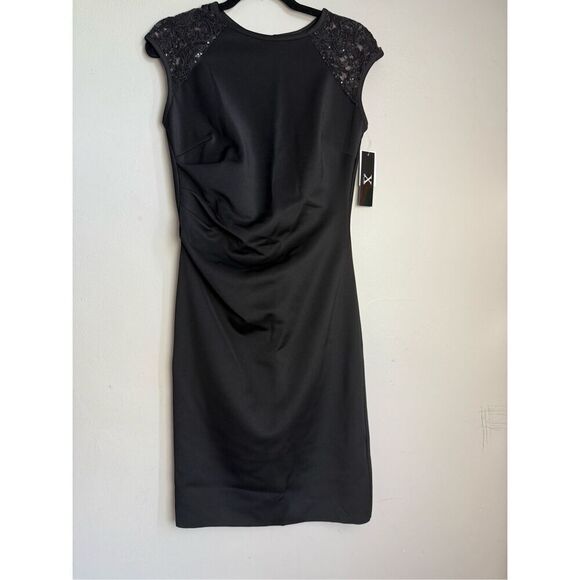 X by Xscape black ruched lace shoulder dress size 10 - Picture 1 of 8